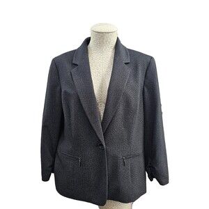 KASPER Women's 14 Notch Lapel Single Button Blazer Suit Coat Sport‎ Jacket EUC